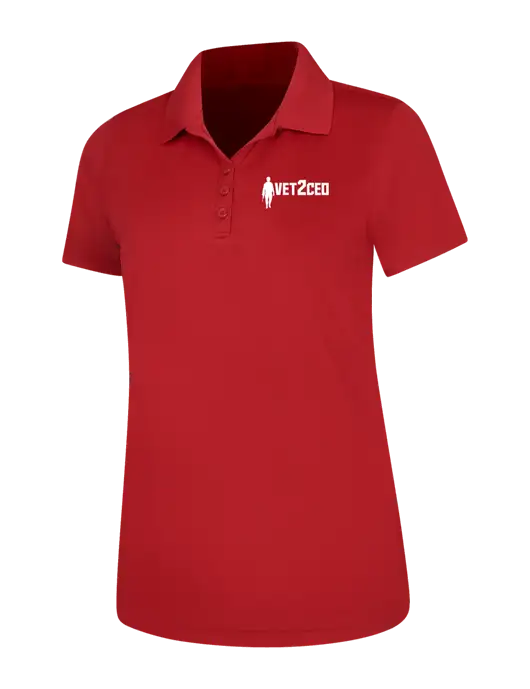 Red Womens Dry Zone UV Mesh Polo w/Vet2CEO Logo
