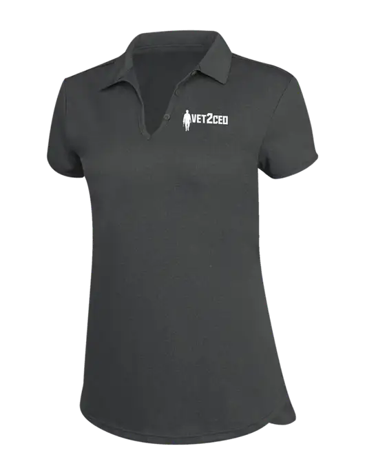 Womens Charcoal Trace Heather Polo w/Vet2CEO Logo