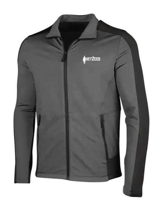 Medium Grey Heather Grid Fleece Jacket w/Vet2CEO Logo