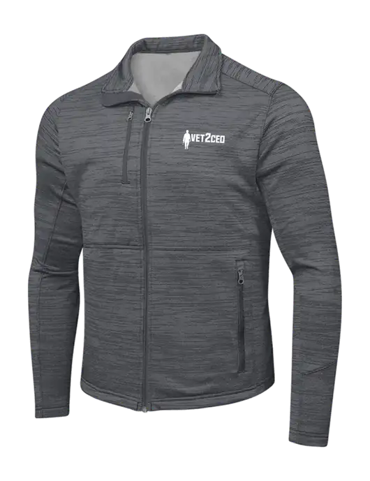 Medium Grey Digi Stripe Fleece Jacket w/Vet2CEO Logo