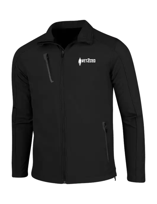 Black Welded Softshell Jacket w/Vet2CEO Logo
