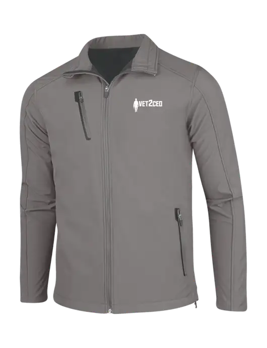 Medium Grey Welded Softshell Jacket w/Vet2CEO Logo