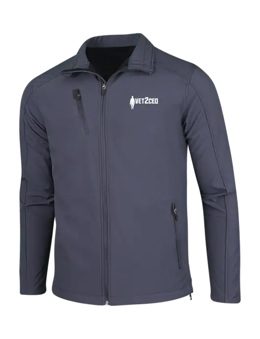 Dark Grey Welded Softshell Jacket w/Vet2CEO Logo