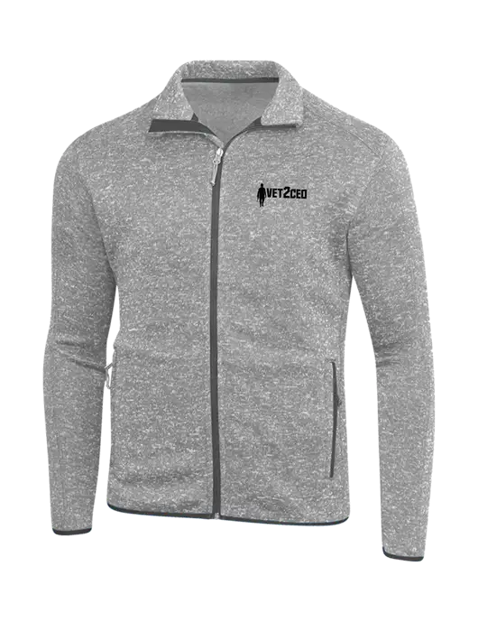 Grey Heather Sweater Fleece Jacket w/Vet2CEO Logo