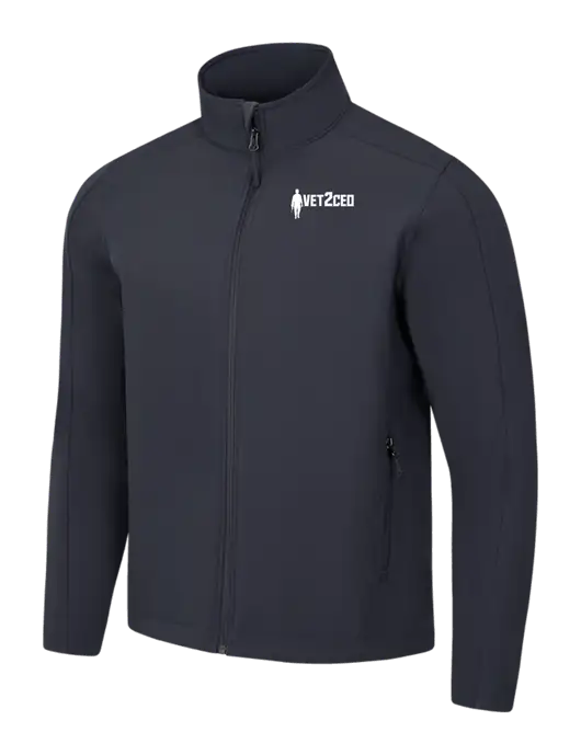 Charcoal Grey Core Soft Shell Jacket w/Vet2CEO Logo
