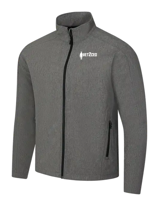 Medium Grey Heather Core Soft Shell Jacket w/Vet2CEO Logo