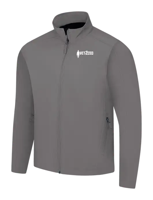 Medium Grey Core Soft Shell Jacket w/Vet2CEO Logo