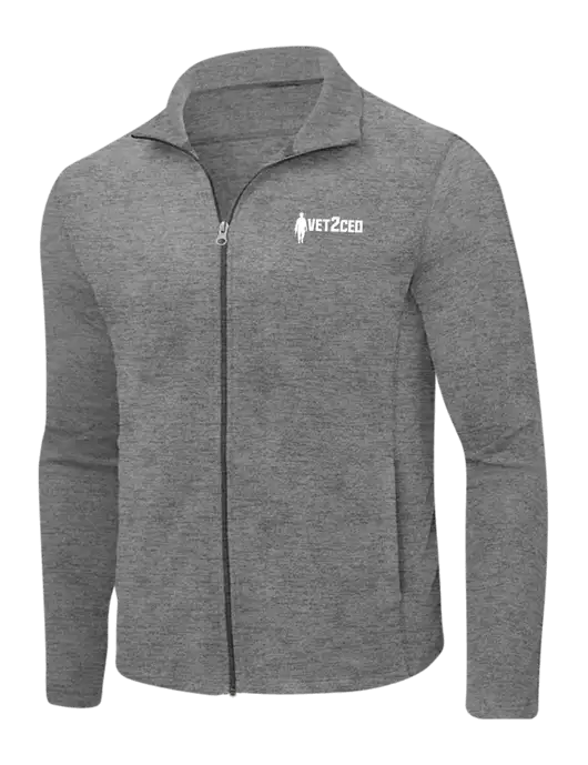 Medium Grey Heather Microfleece Full-Zip Jacket w/Vet2CEO Logo