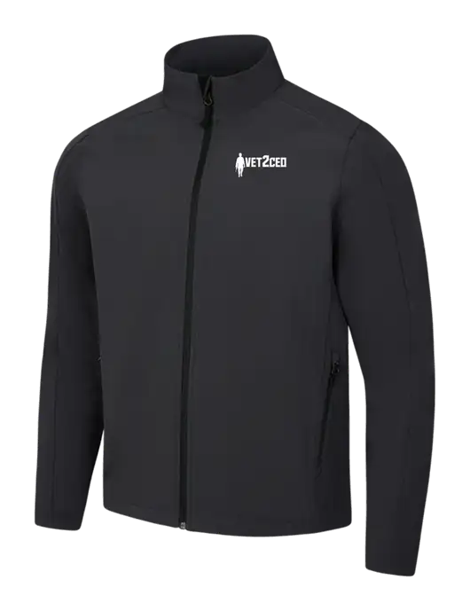 Black Charcoal Heather Core Soft Shell Jacket w/Vet2CEO Logo