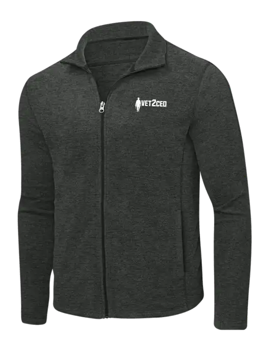 Charcoal Heather Microfleece Full-Zip Jacket w/Vet2CEO Logo