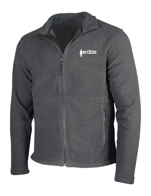 Dark Grey Fleece Jacket w/Vet2CEO Logo