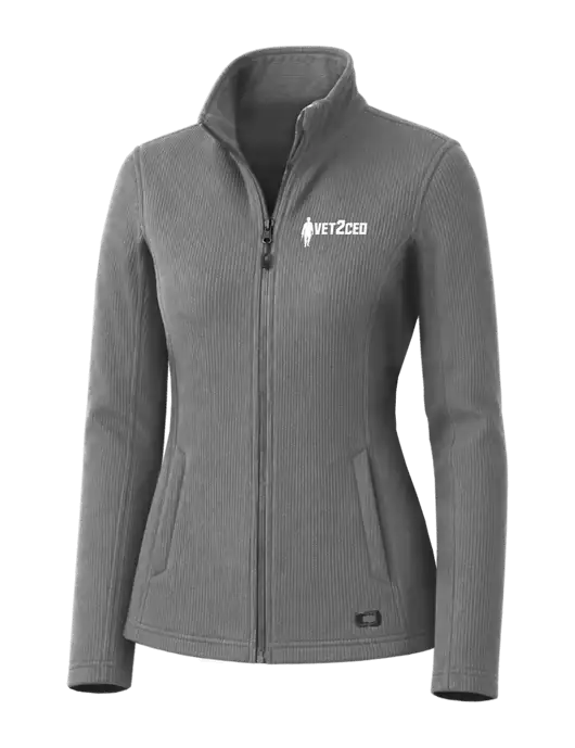 OGIO Medium Grey Womens Grit Fleece Jacket w/Vet2CEO Logo