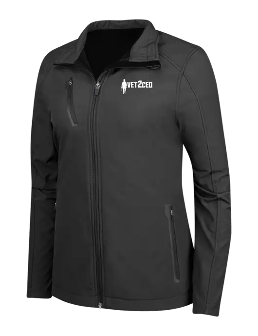 Black Womens Welded Softshell Jacket w/Vet2CEO Logo