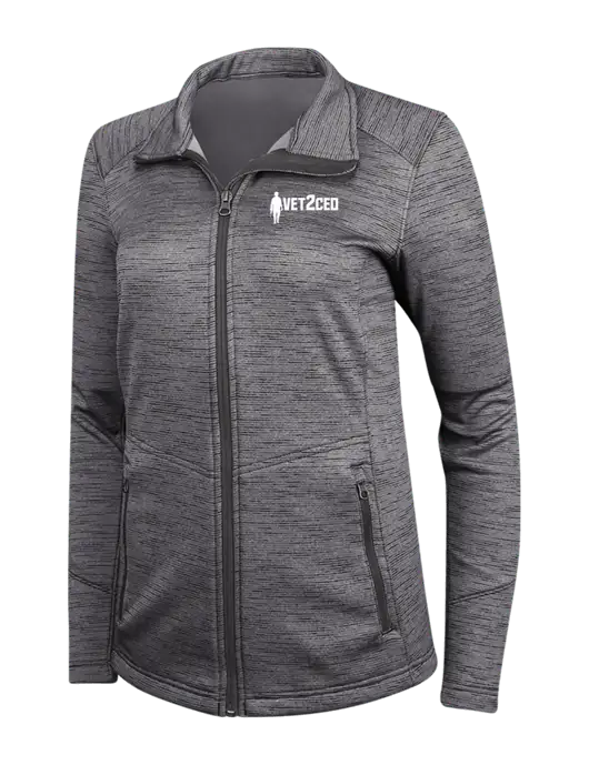 Womens Dark Grey Digi Stripe Fleece Jacket w/Vet2CEO Logo