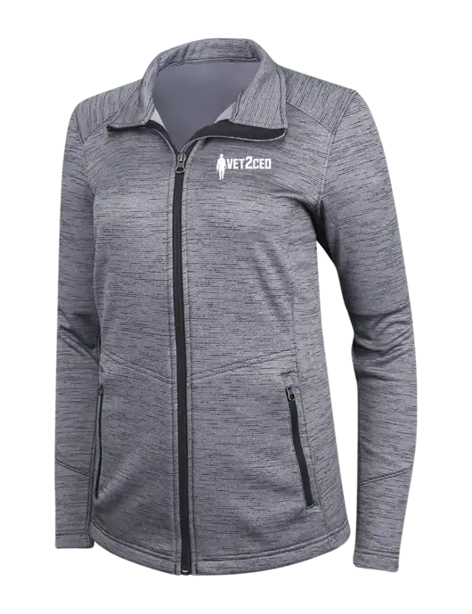 Medium Grey Womens Digi Stripe Fleece Jacket w/Vet2CEO Logo