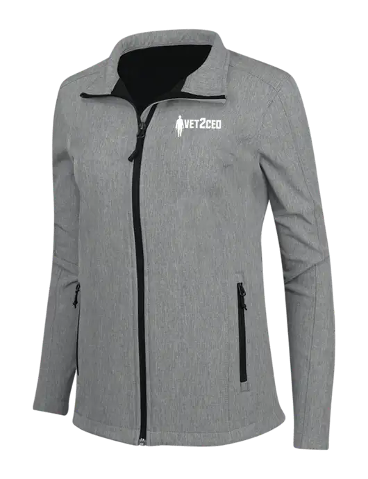 Medium Grey Heather Womens Core Soft Shell Jacket w/Vet2CEO Logo