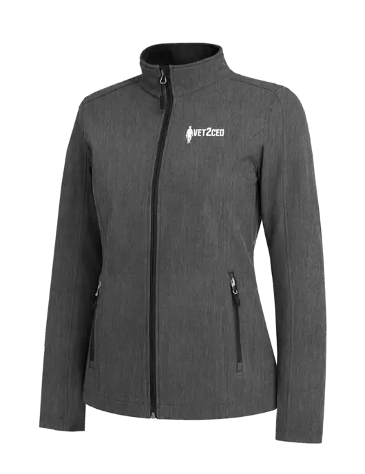 Medium Grey Heather Womens Core Soft Shell Jacket w/Vet2CEO Logo