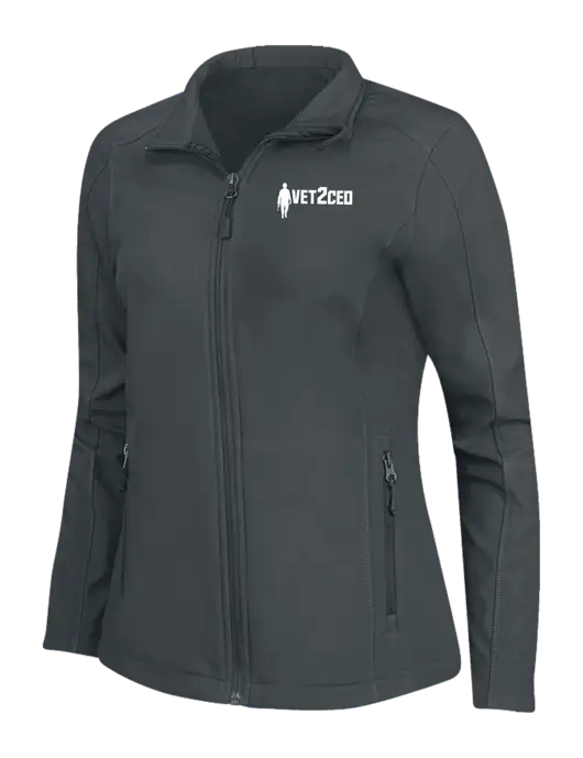 Charcoal Grey Womens Core Soft Shell Jacket w/Vet2CEO Logo