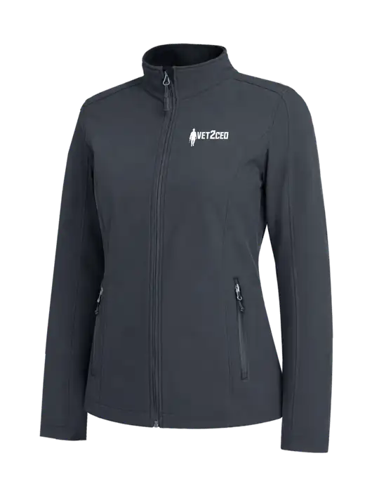 Charcoal Grey Womens Core Soft Shell Jacket w/Vet2CEO Logo