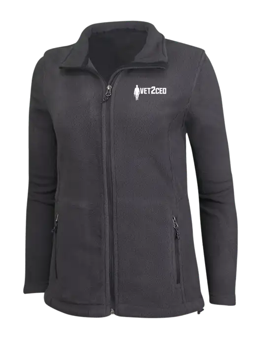 Womens Fleece Dark Grey Jacket w/Vet2CEO Logo