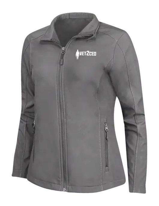 Medium Grey Womens Core Soft Shell Jacket w/Vet2CEO Logo