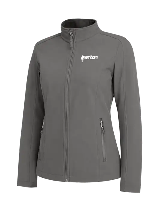 Medium Grey Womens Core Soft Shell Jacket w/Vet2CEO Logo