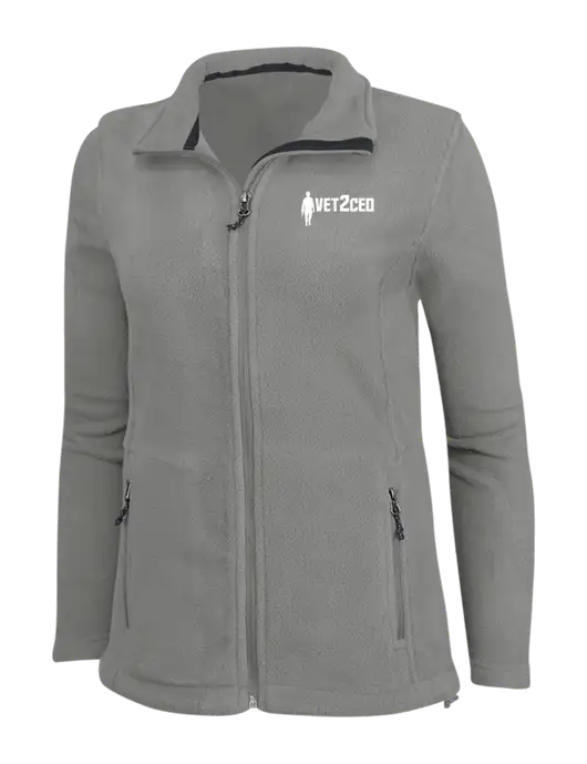 Womens Medium Grey Fleece Jacket w/Vet2CEO Logo
