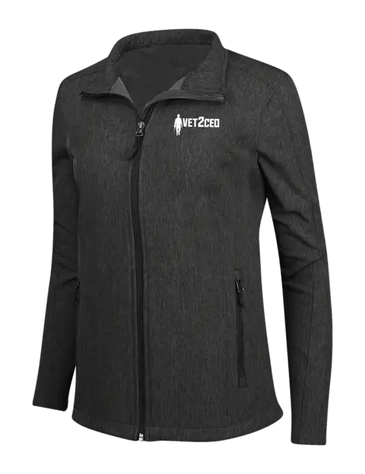 Black Charcoal Heather Womens Core Soft Shell Jacket w/Vet2CEO Logo