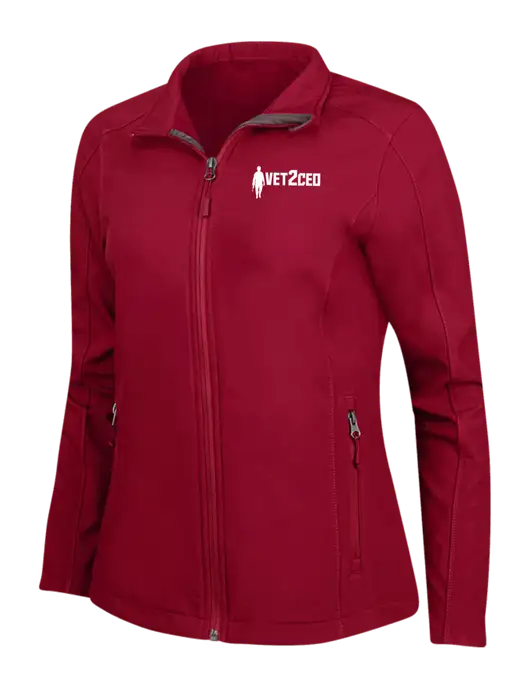 Red Womens Core Soft Shell Jacket w/Vet2CEO Logo