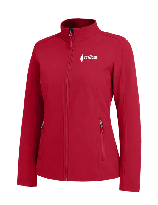 Red Womens Core Soft Shell Jacket w/Vet2CEO Logo
