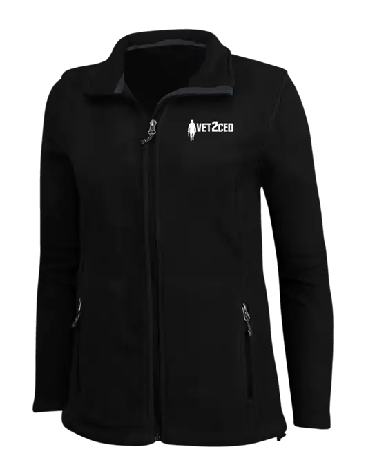 Womens Black Fleece Jacket w/Vet2CEO Logo
