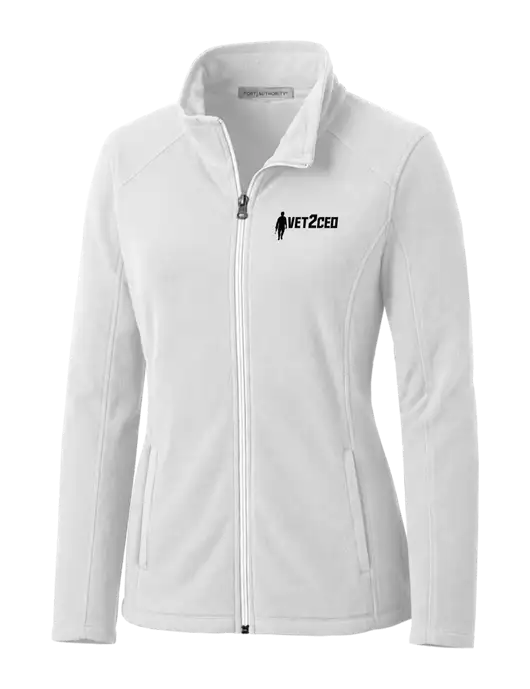 White Womens Microfleece Jacket w/Vet2CEO Logo