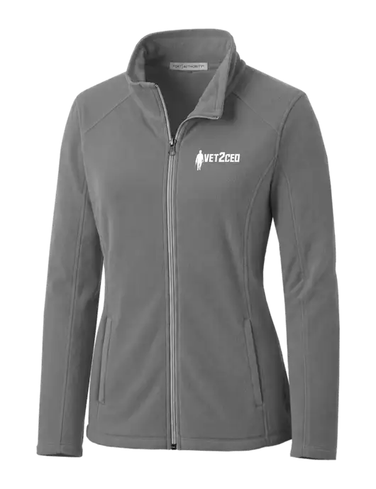 Medium Grey Womens Microfleece Jacket w/Vet2CEO Logo