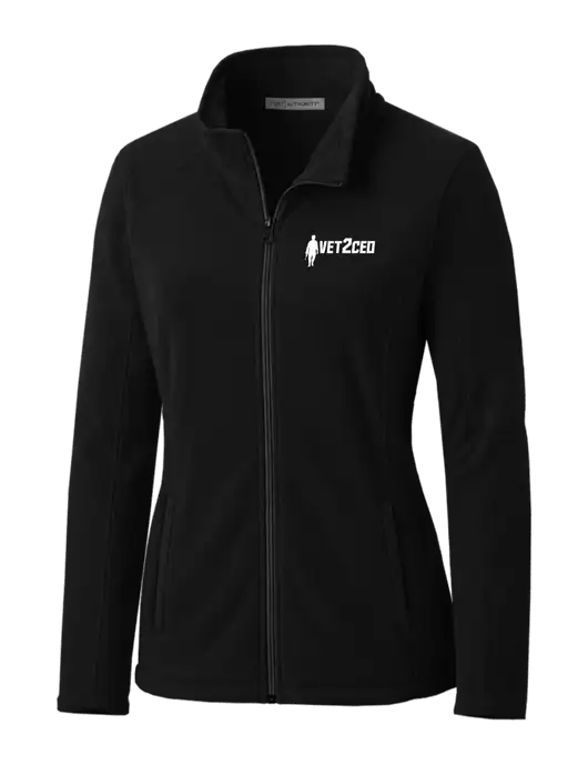 Black Womens Microfleece Jacket w/Vet2CEO Logo