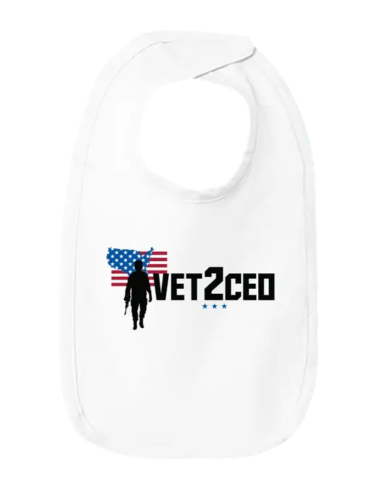 Rabbit Skins White Infant Premium Jersey Bib w/Vet2CEO Logo