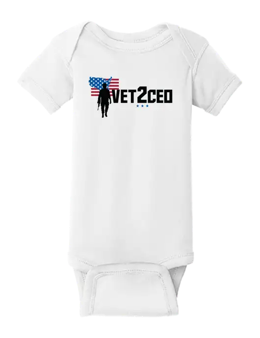 Rabbit Skins White Infant Short Sleeve Baby Rib Bodysuit w/Vet2CEO Logo