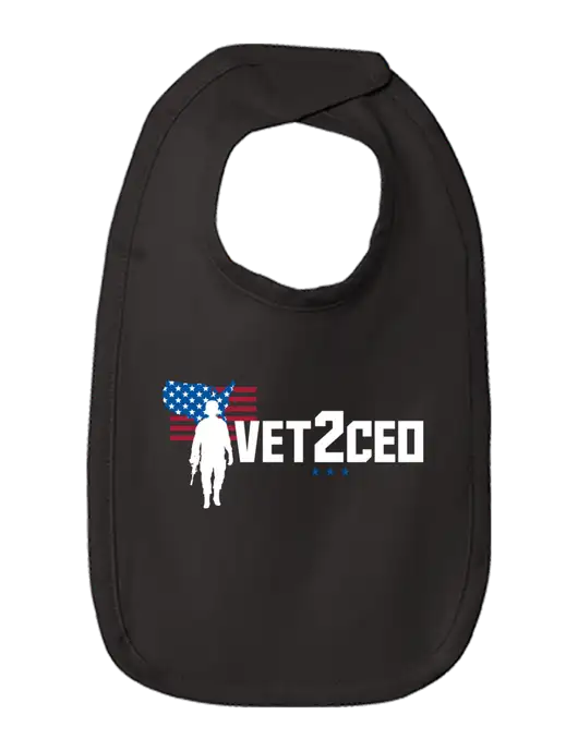 Rabbit Skins Black Infant Premium Jersey Bib w/Vet2CEO Logo