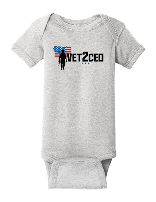 Rabbit Skins Light Grey Heather Infant Short Sleeve Baby Rib Bodysuit w/Vet2CEO Logo