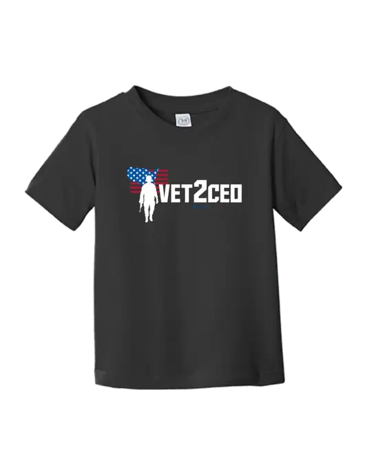 Rabbit Skins Black Toddler Fine Jersey Tee w/Vet2CEO Logo