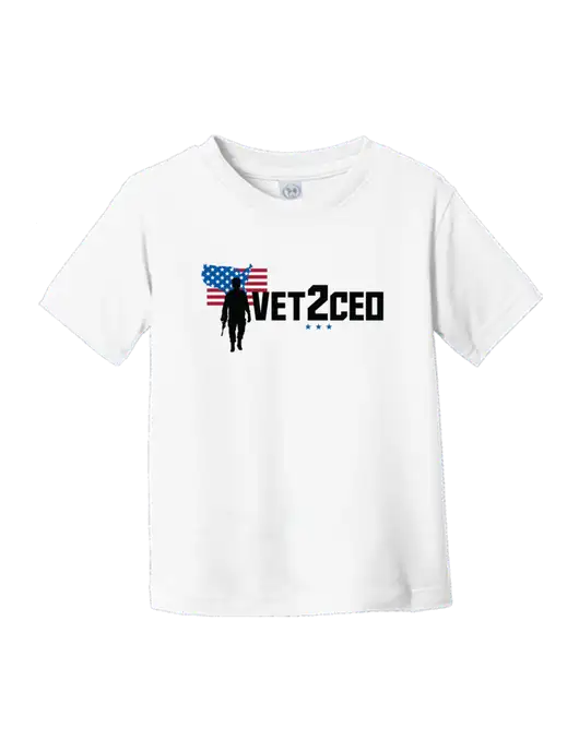 Rabbit Skins White Toddler Fine Jersey Tee w/Vet2CEO Logo