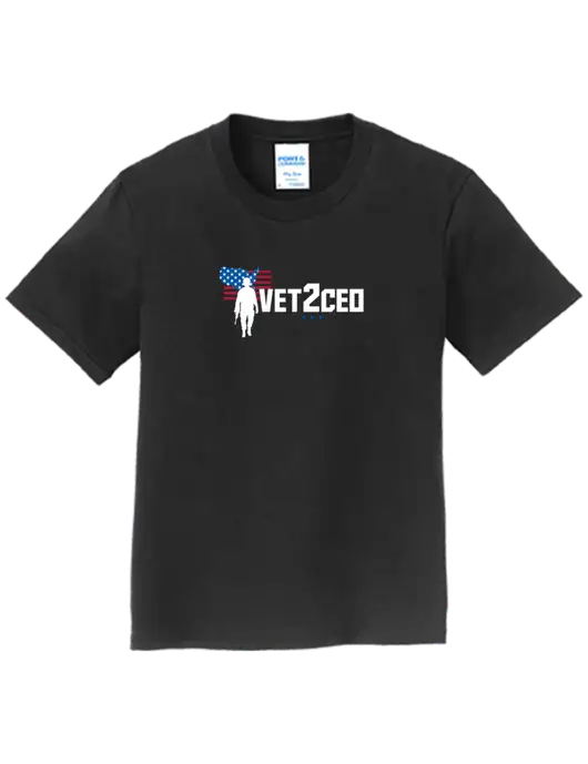 Youth Ring Spun Jet Black 4.5 oz T-Shirt w/Vet2CEO Logo