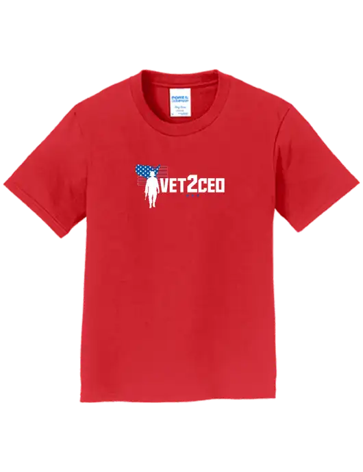 Youth Ring Spun Bright Red 4.5 oz T-Shirt w/Vet2CEO Logo