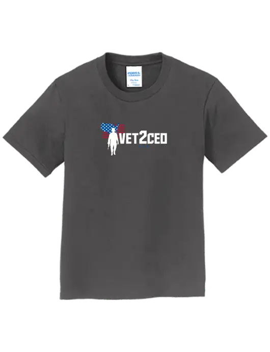 Youth Ring Spun Charcoal 4.5 oz T-Shirt w/Vet2CEO Logo