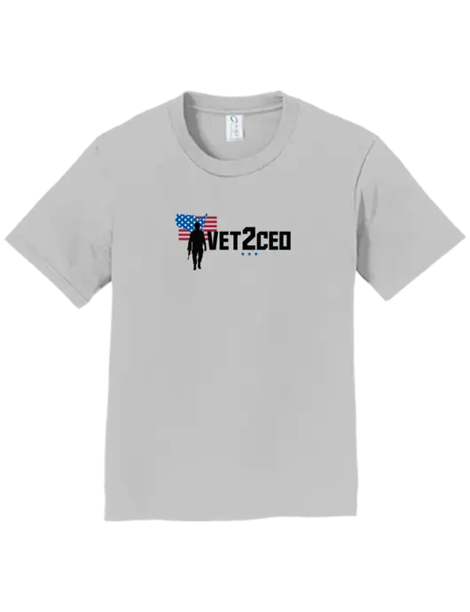Youth Ring Spun Silver 4.5 oz T-Shirt w/Vet2CEO Logo