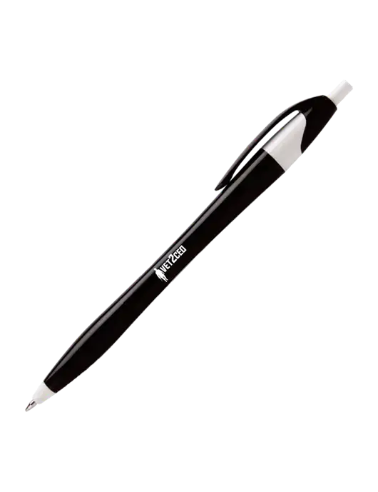 Novella Black/White Executive Pen - Blue Ink w/Vet2CEO Logo