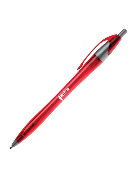 Novella Translucent Red/Silver Jewel Pen - Blue Ink w/Vet2CEO Logo