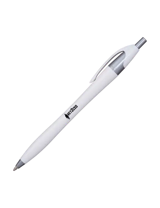 Novella White/Silver Shimmer Pen - Blue Ink w/Vet2CEO Logo
