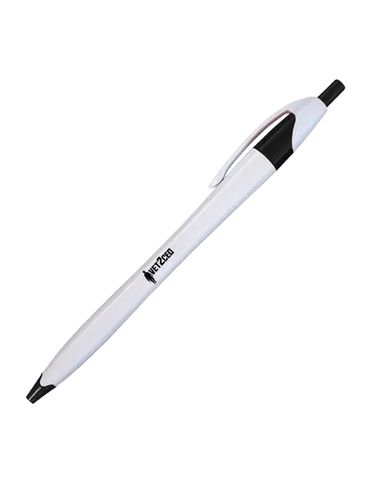 Novella White/Black Classic Pen - Blue Ink w/Vet2CEO Logo