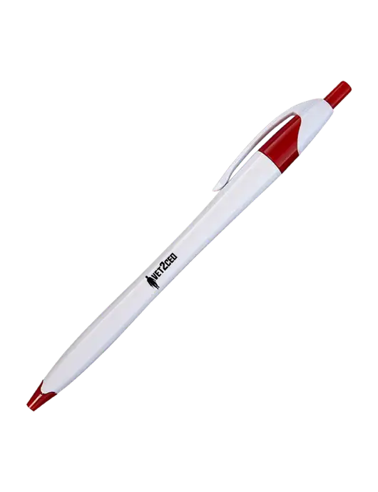 Novella White/Red Classic Pen - Blue Ink w/Vet2CEO Logo