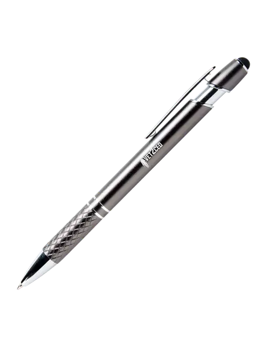 Valencia Gunmetal Stylus Pen - Black Ink w/Vet2CEO Logo